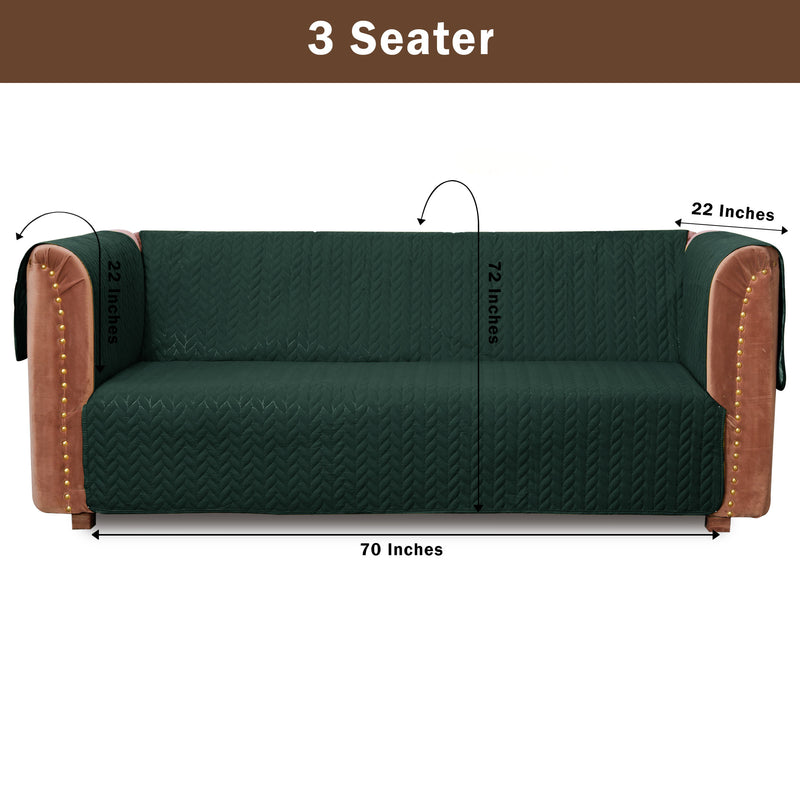 Ultrasonic Quilted Sofa Cover Set Bottle Green