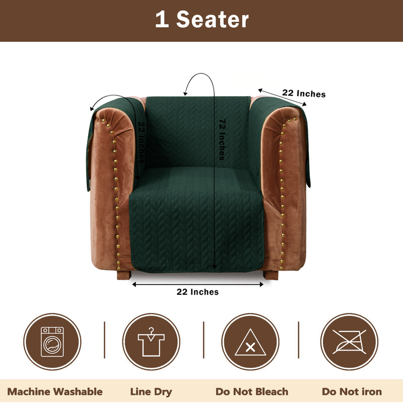 Ultrasonic Quilted Sofa Cover Set Bottle Green