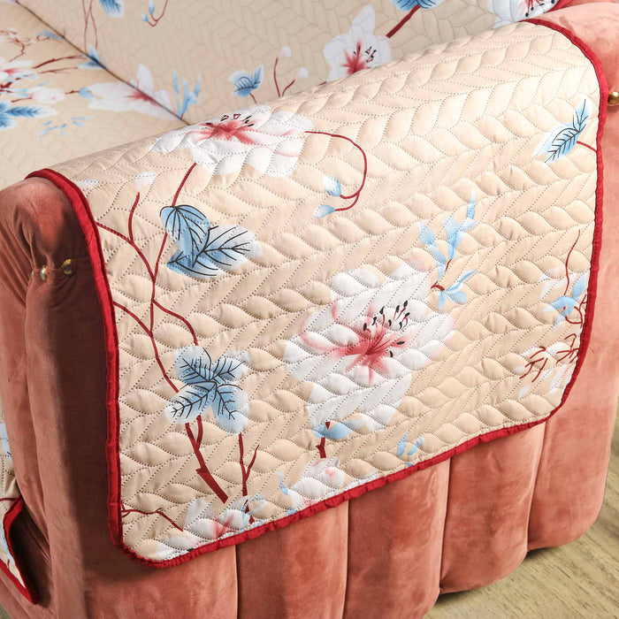 White Lily Quilted Sofa Cover Set