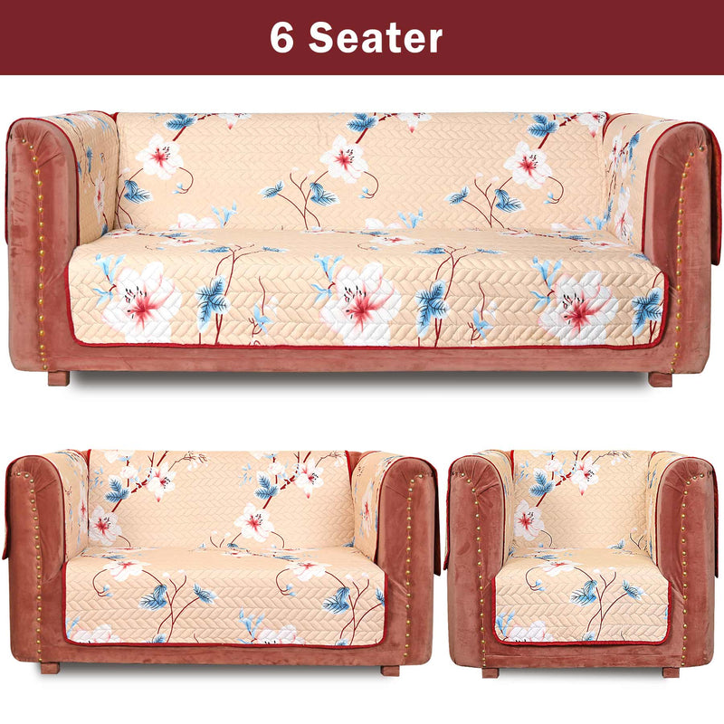 White Lily Quilted Sofa Cover Set