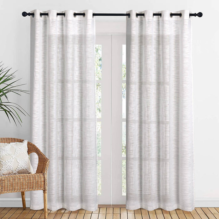 Light Weight 100% Cotton Sheer Curtain White Single Panel