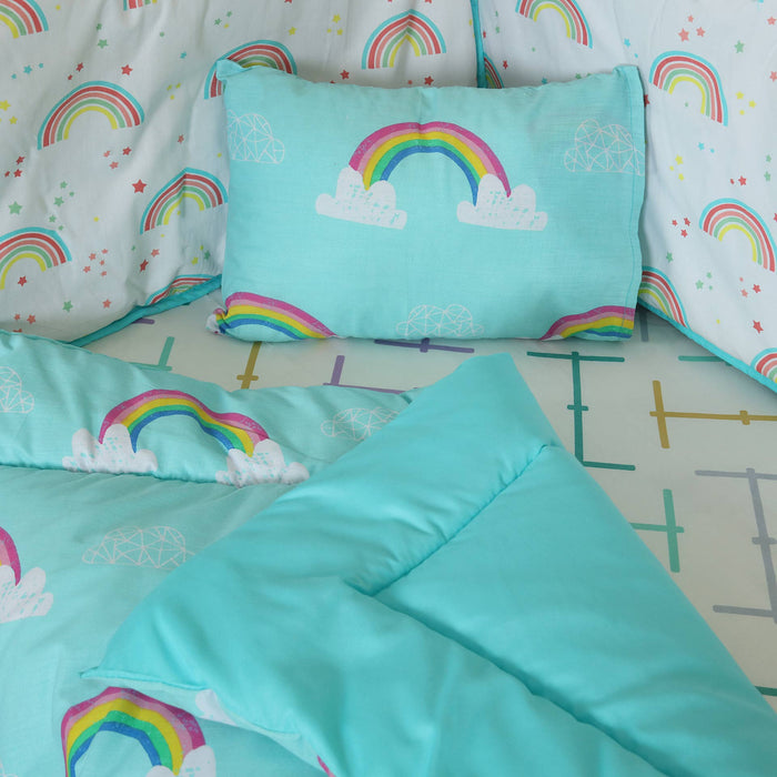 Blue Rainbow Baby Cot Set