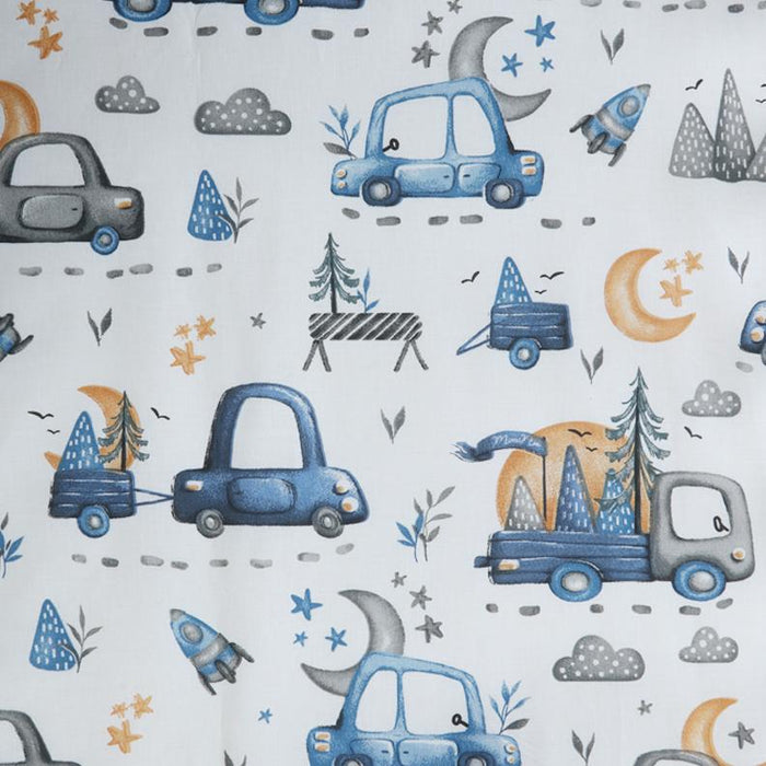 Blue Ride Printed Crib Sheet and Pillow