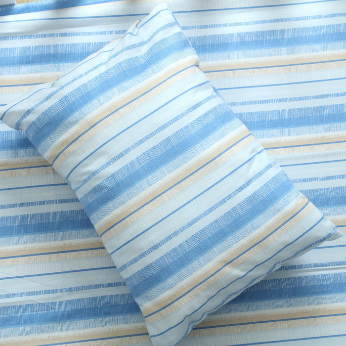 Blue Stripes Crib Bedsheet And Pillow