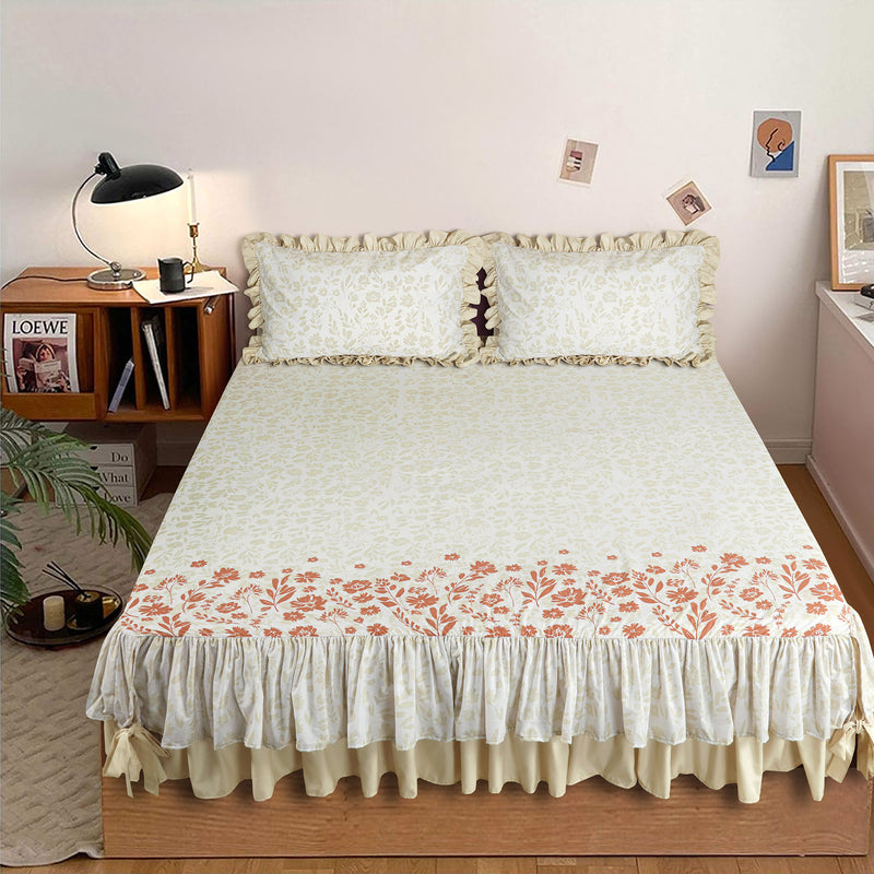 Rust Rose Ruffled Fitted Sheet