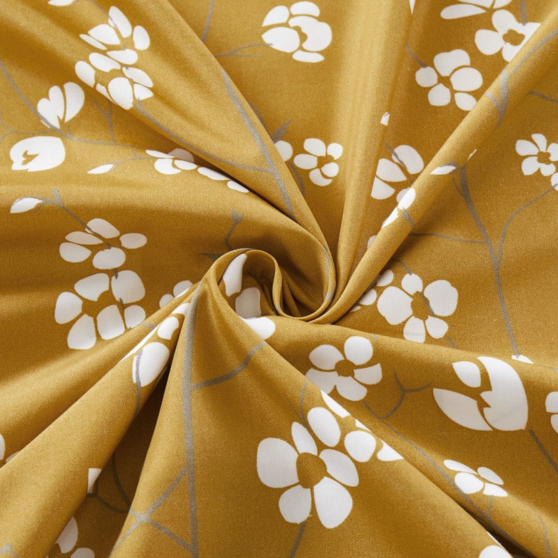 Microfiber Duvet Cover with Pillow Cases Ochre Florets