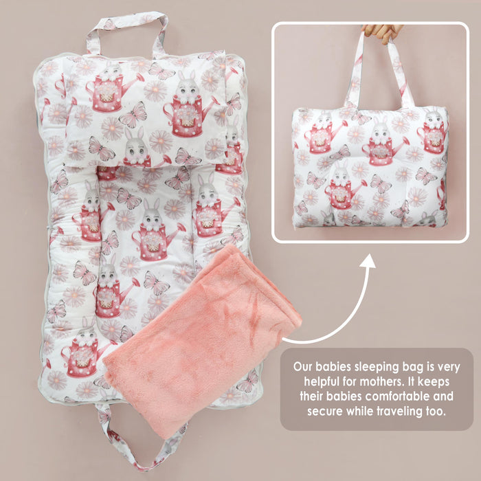 Floral Bunny Baby Portable Bed