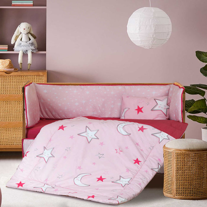 Pink Star Baby Cot Set