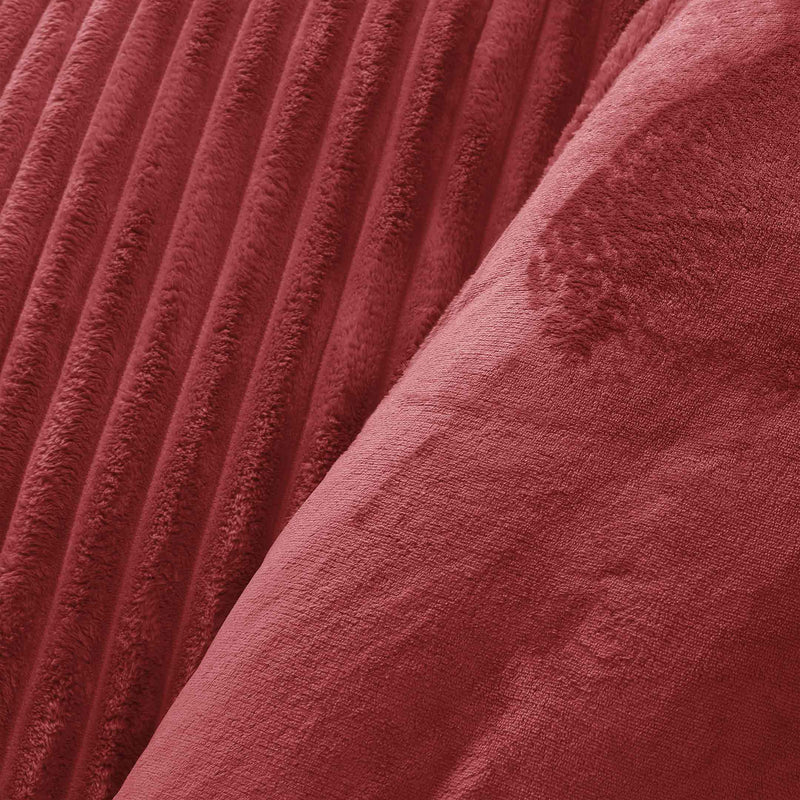 Jacquard Stripe Flannel Fleece 6pc Razaye Set-Burgundy