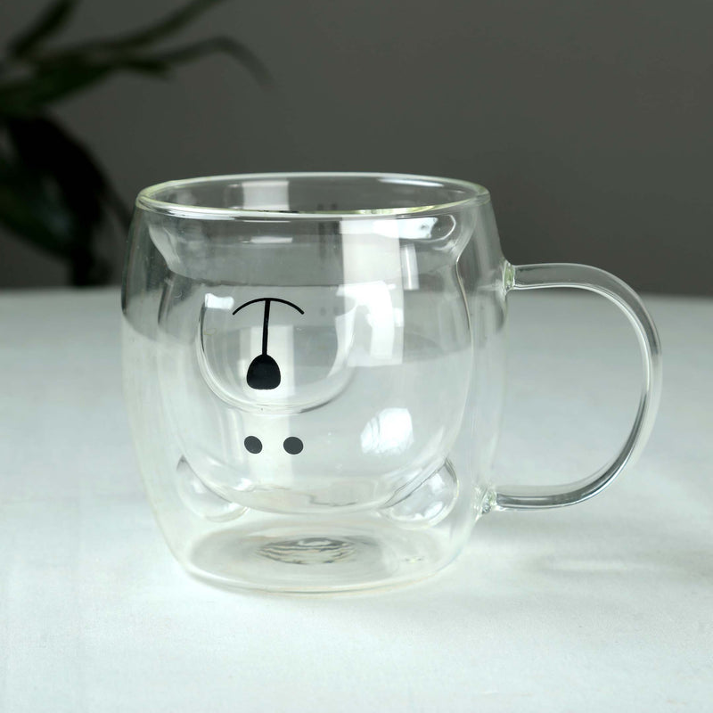 Bistro Classic Cute Bear Double Wall Glass Coffee Cup 250ML