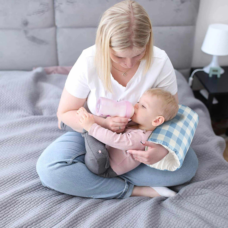 Sky Checkered Printed Baby Feeding Pillow