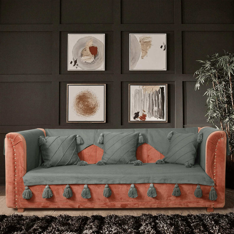 Grey Luxury French Matelasse Sofa Cover