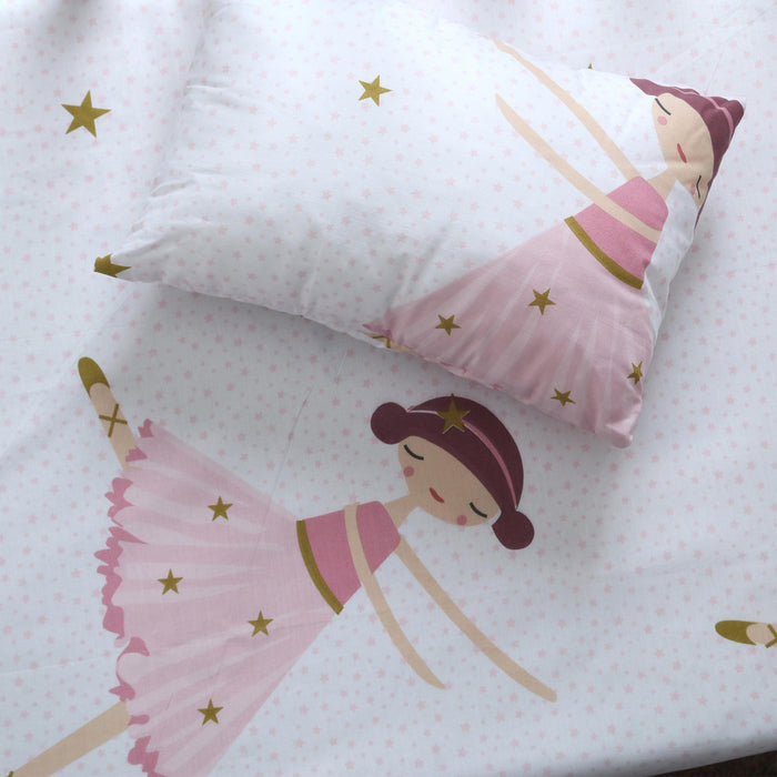 Starry Ballerina Printed Crib Bedsheet And Pillow