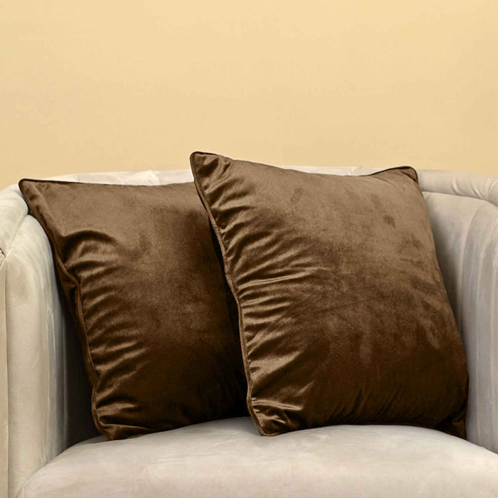 velvet cushion cover brown