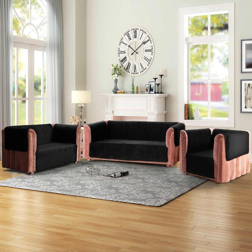 plain velvet sofa cover black