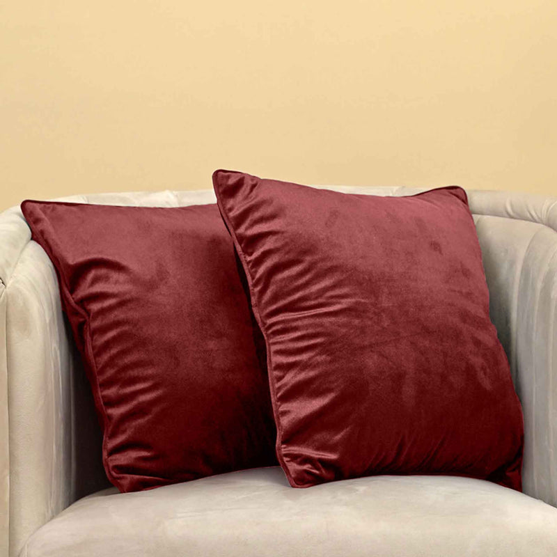 velvet cushion cover bottle maroon