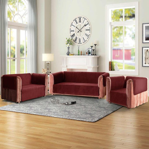 plain velvet sofa cover maroon