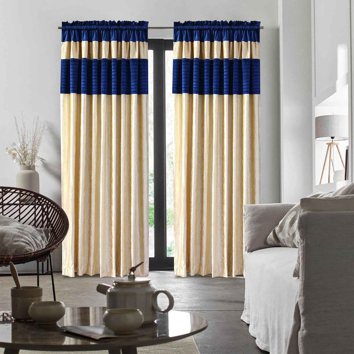 luxury 2 tone hand pleated rod pocket curtain panel