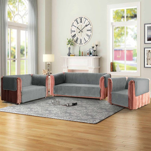 plain velvet sofa cover ash