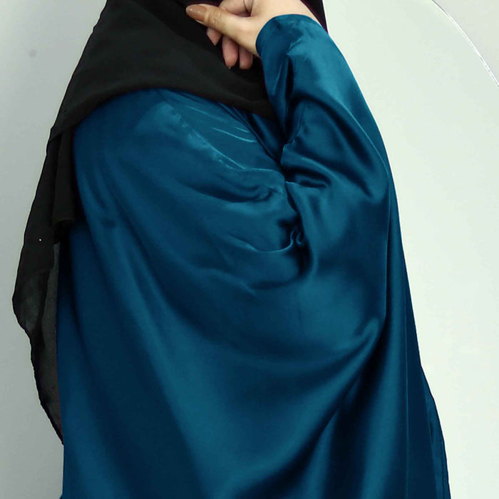 teal silk butterfly abaya and hijaab