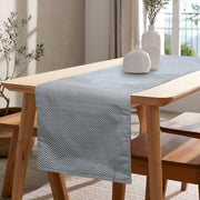 black white check style table runner