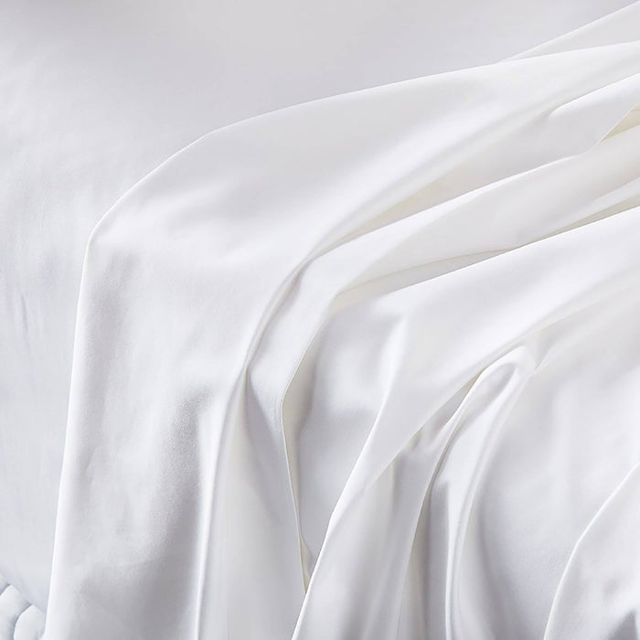 plain white sateen bedsheet set