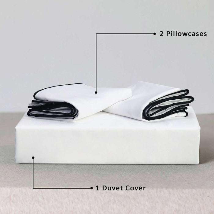 black piped quilt cover set