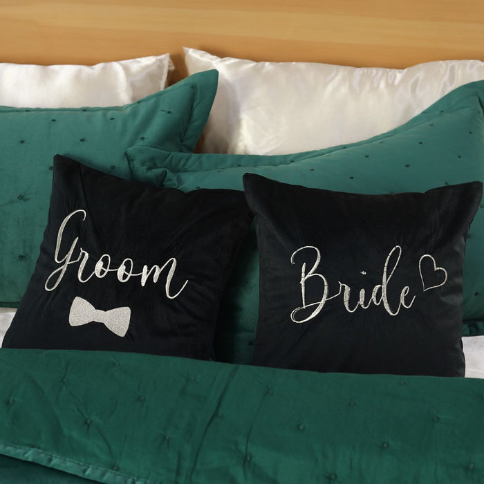 bride groom embroidered cushion cover
