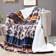 soft warm traditional navy sherpa blanket