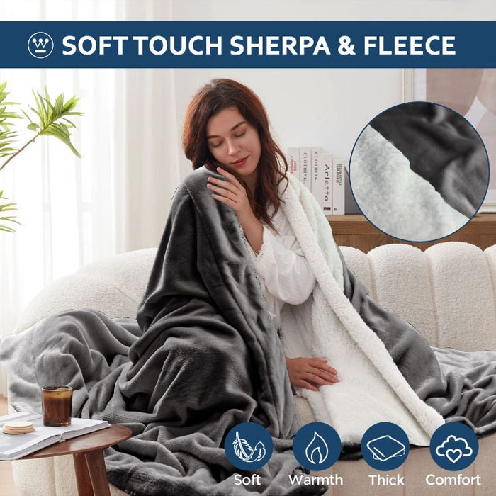 grey ultrasoft sherpa blanket
