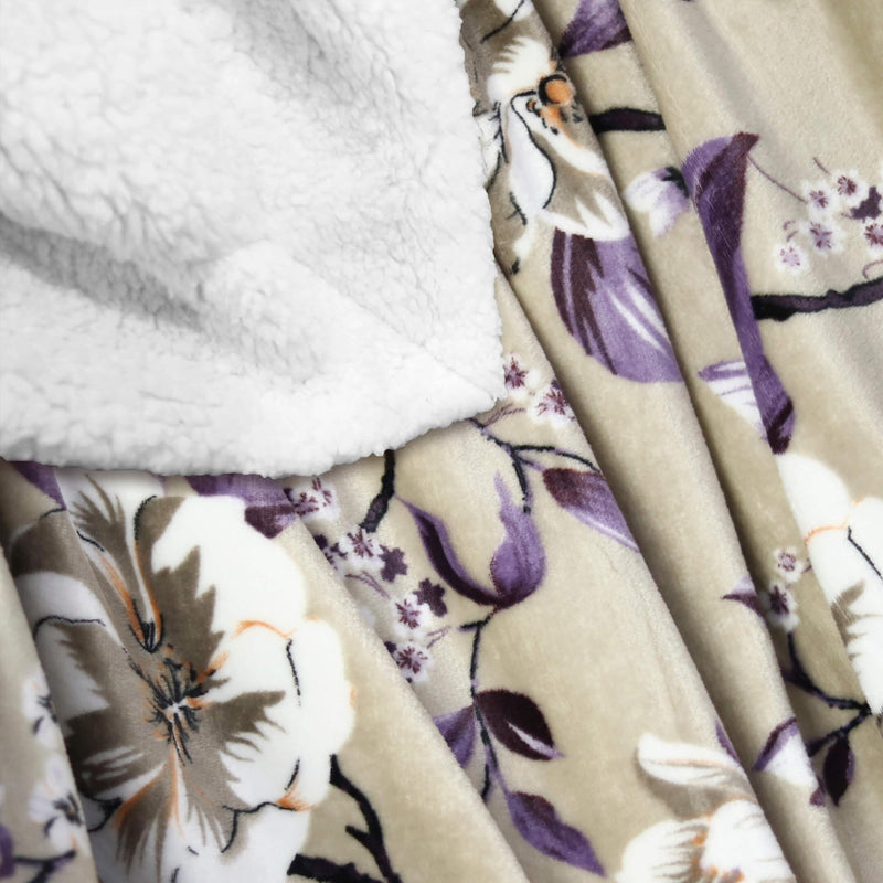 soft warm floral print embossed sherpa blanket1