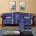 batik blue quilted sofa cover set