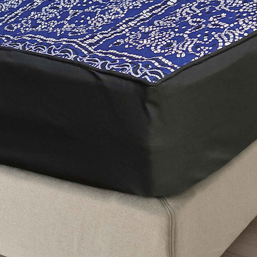 batik blue quilted mattress protector fitted