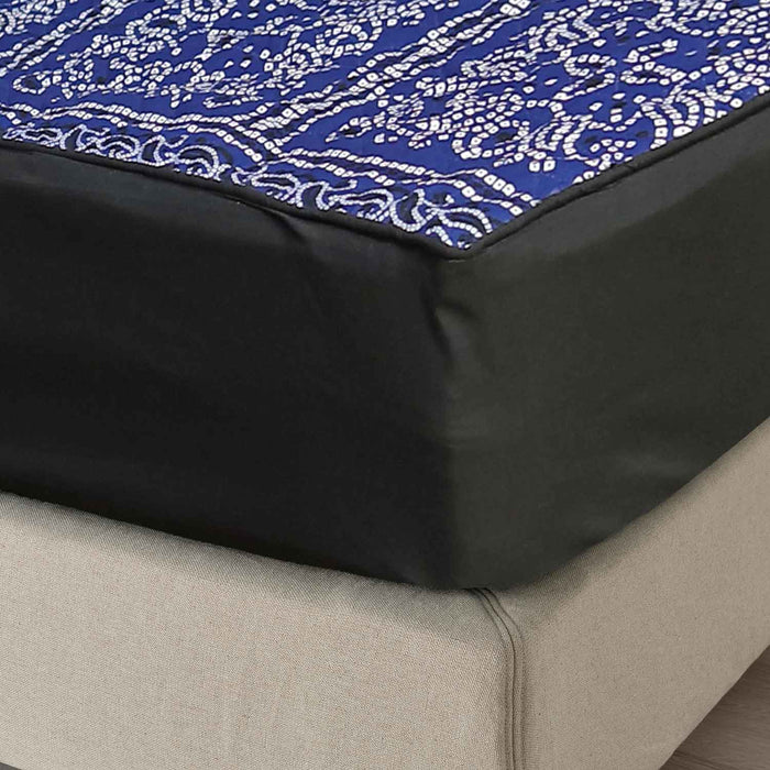 batik blue quilted mattress protector fitted
