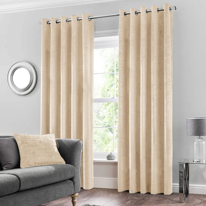 ultrasoft fine grommet top velvet curtain panels beige