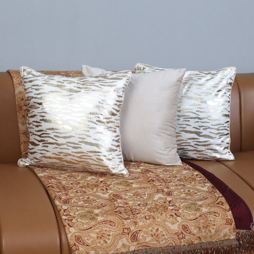 gold foil beige cushion cover 3 pcs