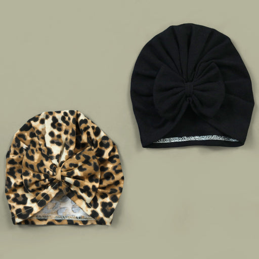 black leopard baby turban caps bundle