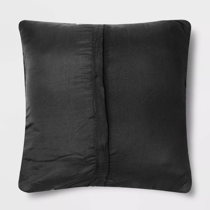 velvet quilted embroidered cushion cover black