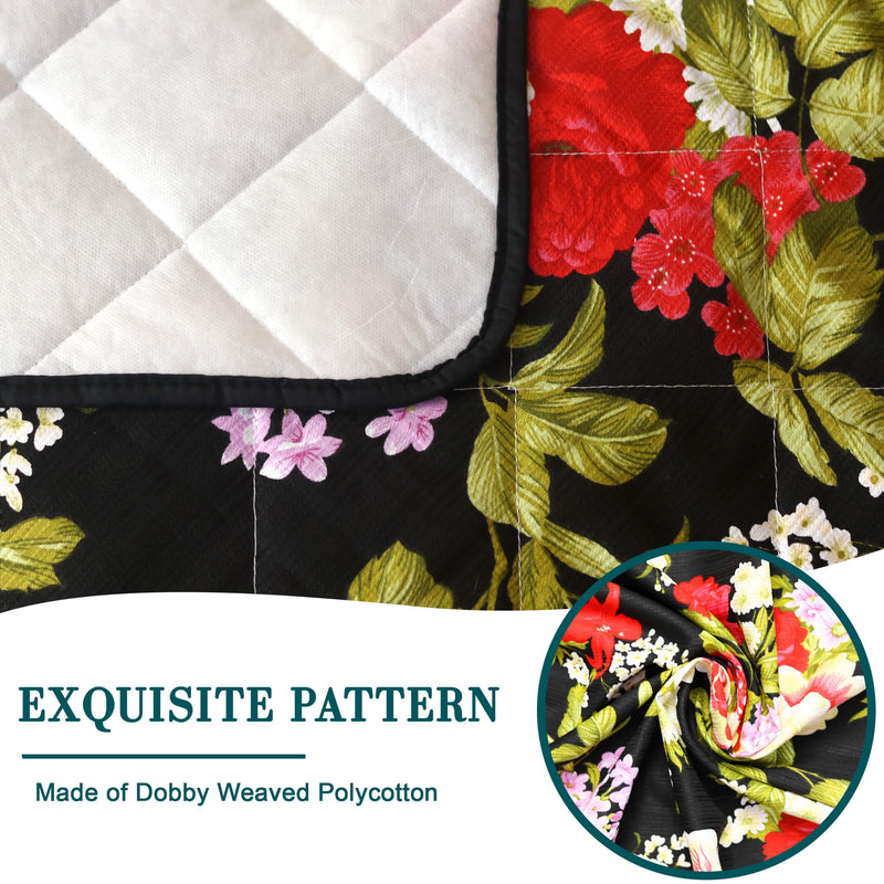 red roses quilted sofa cover set