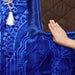 premium quality anti slippery embossed fleece ethnic print prayer mat royal blue
