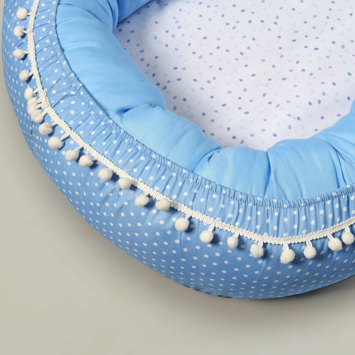 Blue And White Dots Baby Snuggle Bed