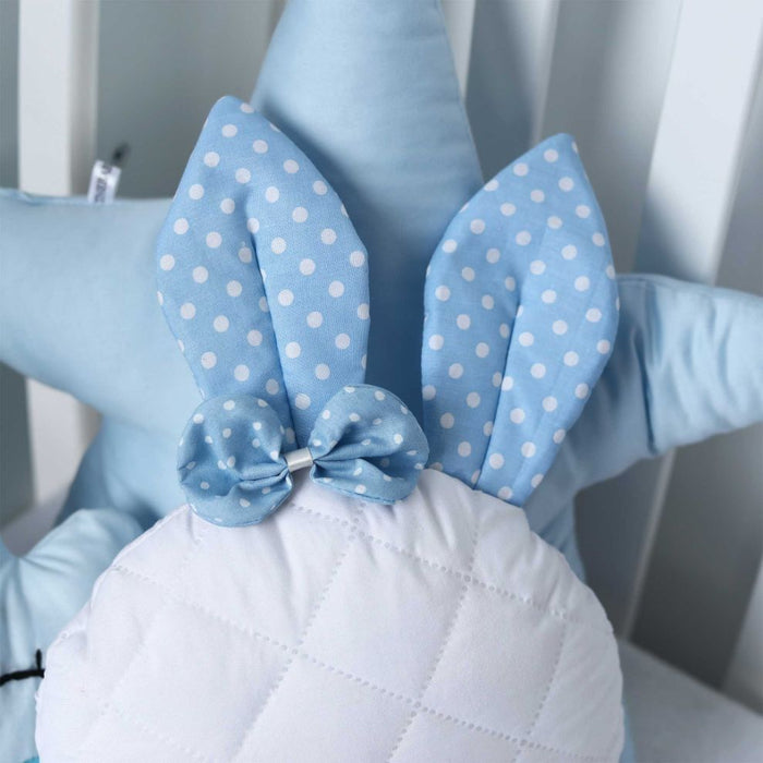 blue bunny heart filled cushion