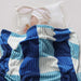 blue check line embossed baby fleece blanket
