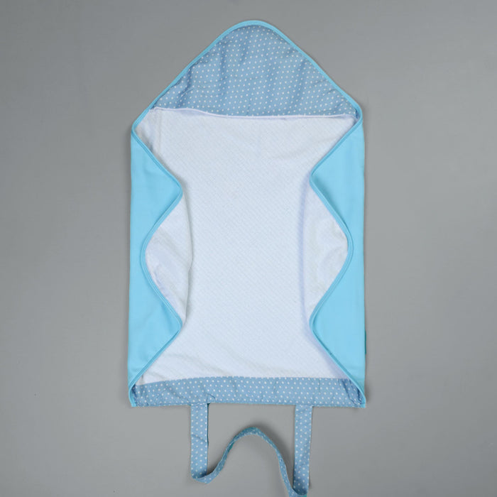 Blue Polka Dots Baby Towel With Neck Strap