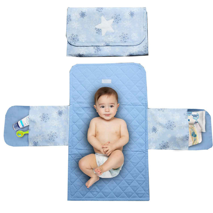 blue snowflakes baby diaper changing sheet