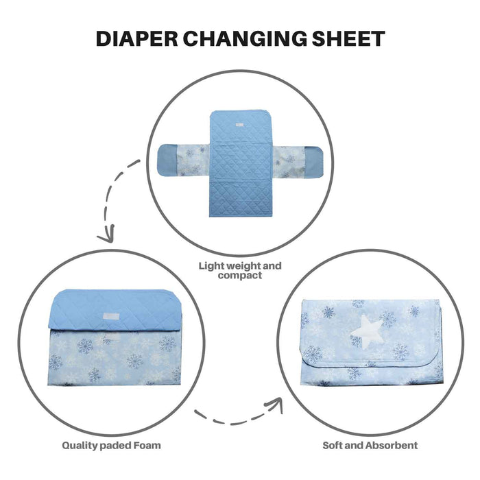 blue snowflakes baby diaper changing sheet