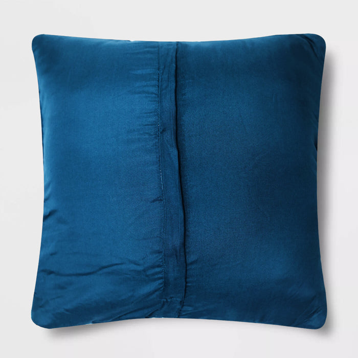 velvet quilted embroidered cushion cover royal blue