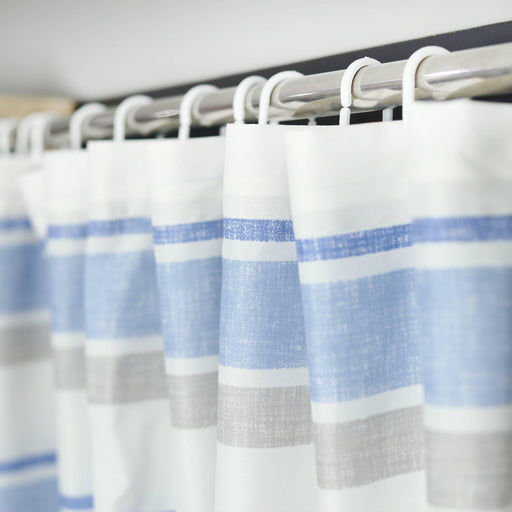 blue stripes waterproof shower curtain