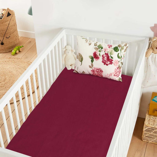 botanical maroon baby bedsheet pillow