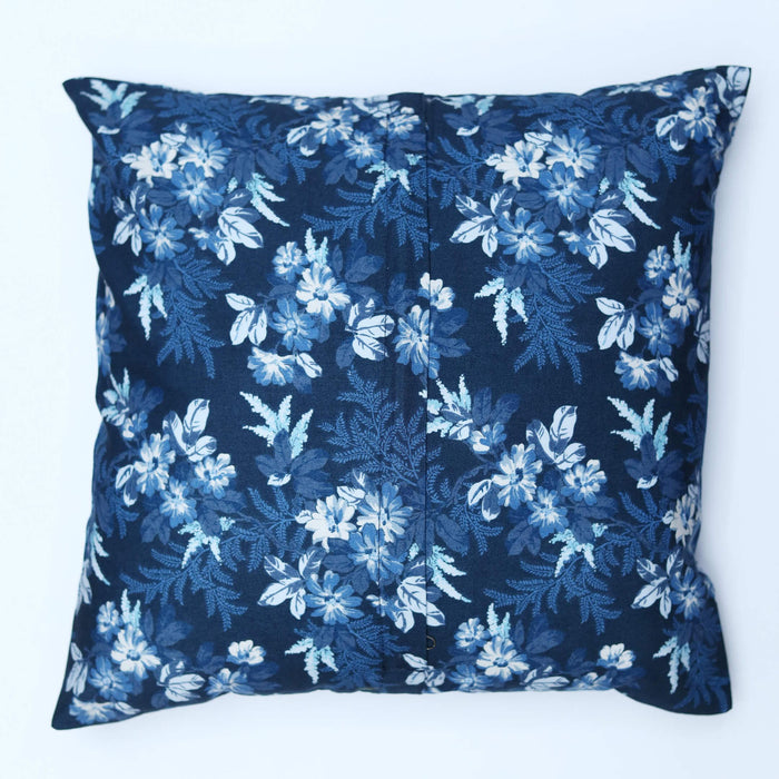 botanical blue zip cushion